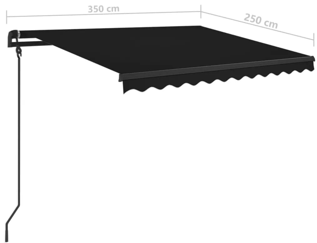 Toldo retrátil manual com postes 3,5x2,5 m antracite