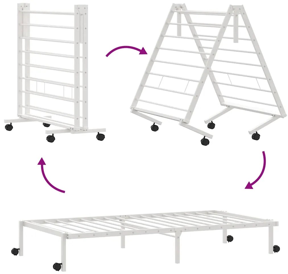 Estrutura de cama sem colchão Dobrável 100x200 cm aço branco