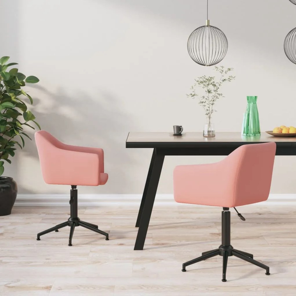 vidaXL Cadeiras de jantar giratórias 2 pcs veludo rosa