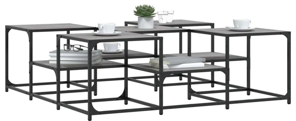 Mesa de centro 121x121x40 cm derivados madeira cinzento sonoma