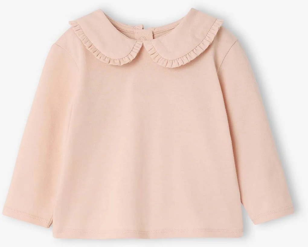 Camisola de mangas compridas, com gola Claudine, para bebé rosa-pálido