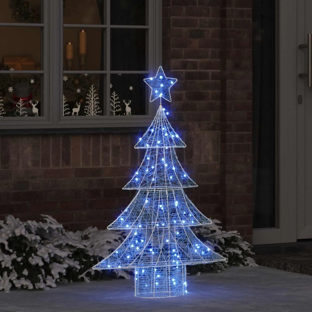 vidaXL Árvore de Natal com 100 LEDs Azul 122 cm Acrílo