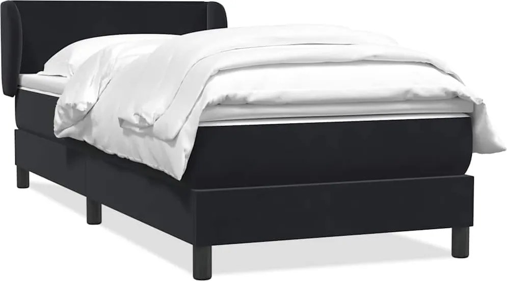 vidaXL Cama com molas/colchão preto 80x210 cm veludo