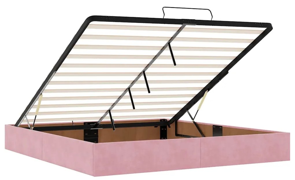 Estrutura de cama otomana sem colchão 200x200 cm veludo rosa