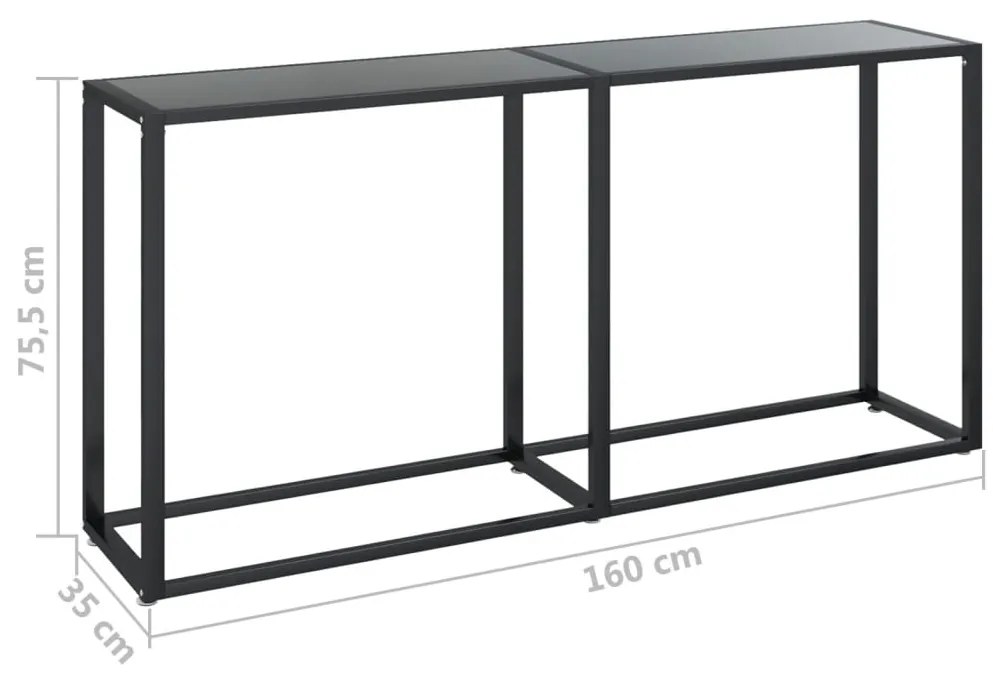 Mesa consola preto 160x35x75,5 cm vidro temperado
