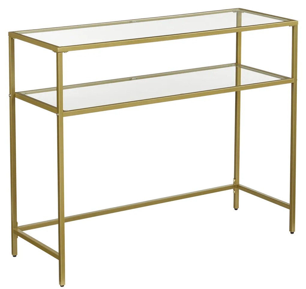 Mesa Consola em vidro temperado 35 x 100 x 80 cm Dourada
