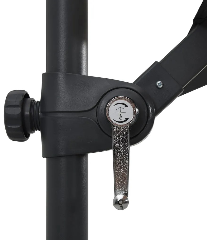 Guarda-sol cantilever c/ luzes LED e poste aço 250x250 cm preto