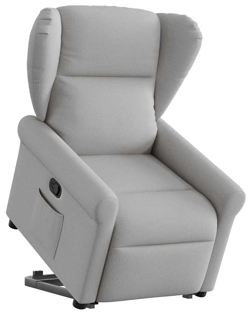 vidaXL Poltrona reclinável elevatória tecido cinzento-nublado