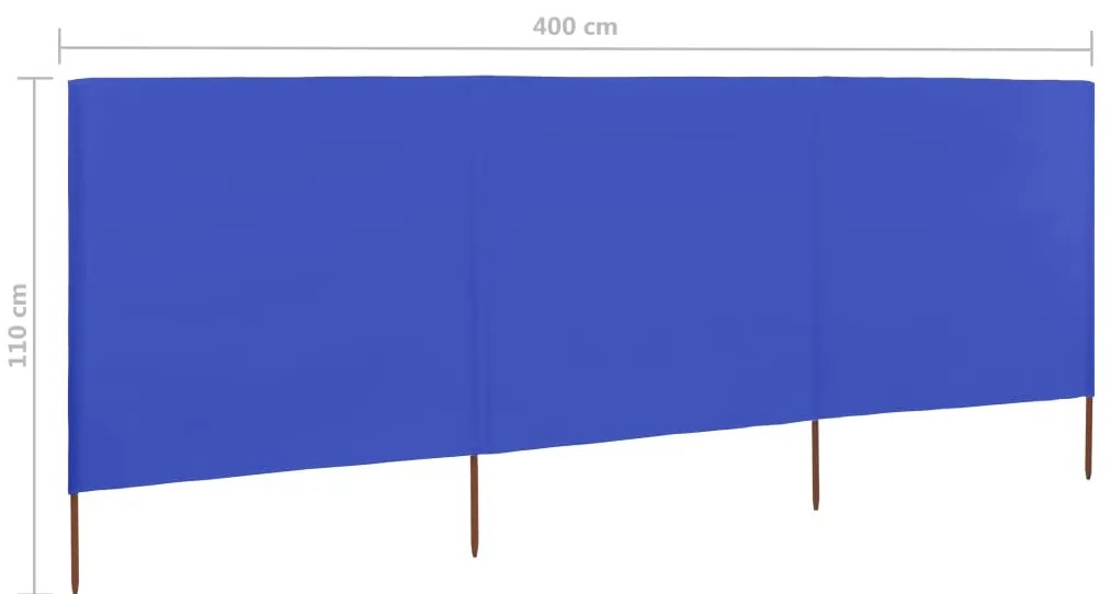 Para-vento com 3 painéis em tecido 400x80 cm azul-ciano