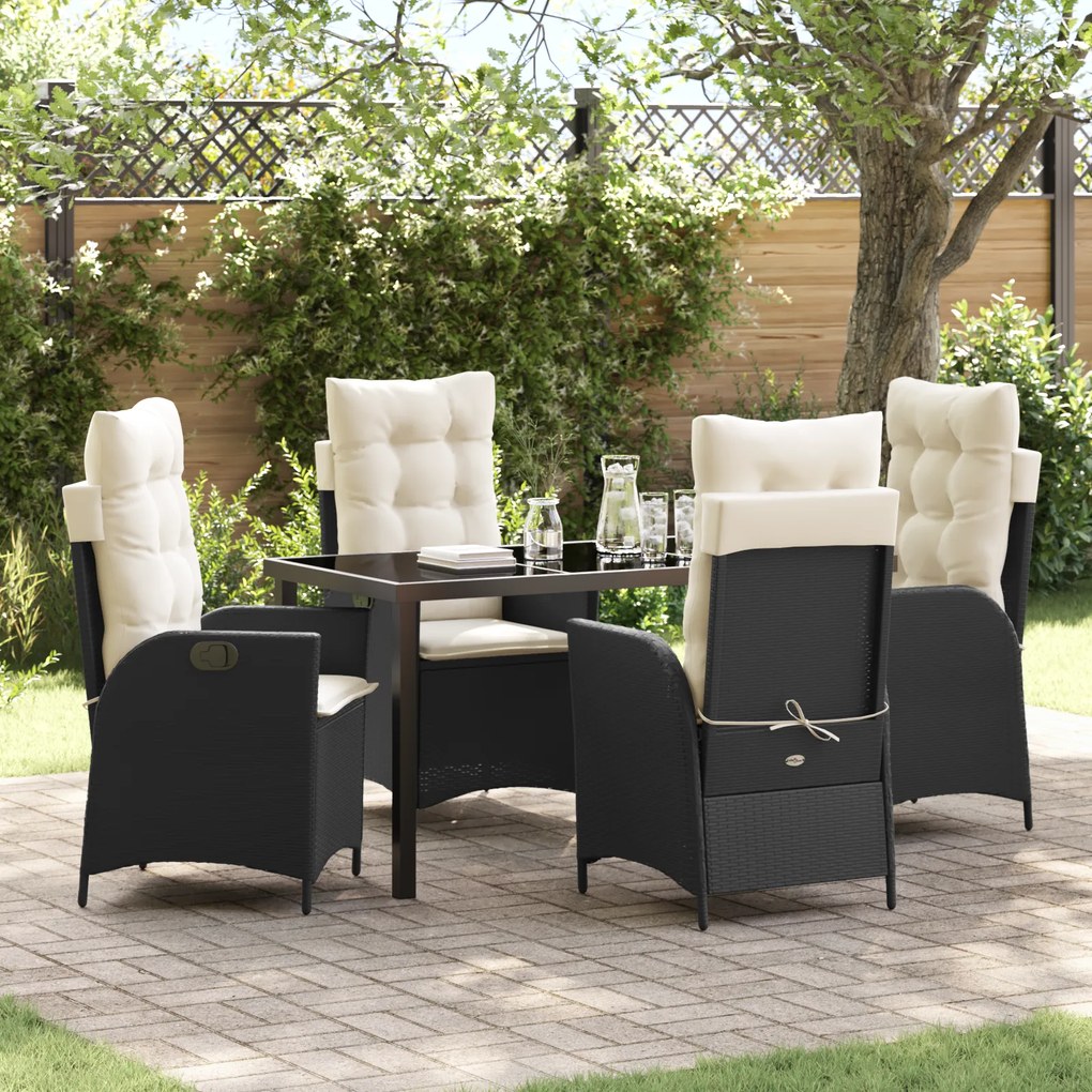 Conjunto de Jantar com 5 Peças para Jardim com Almofadas de Rattan Pol