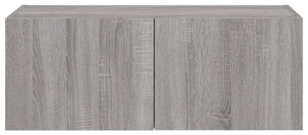 Móvel de parede p/ TV c/ luzes LED 80x35x31 cm cinzento sonoma