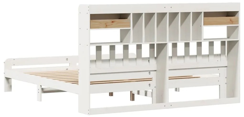Cama com estante sem colchão 180x200 cm pinho maciço branco