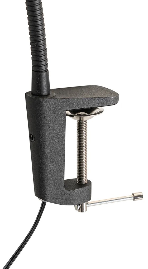 Candeeiro de mesa de braçadeira preto com LED e dimmer tátil - Lionard