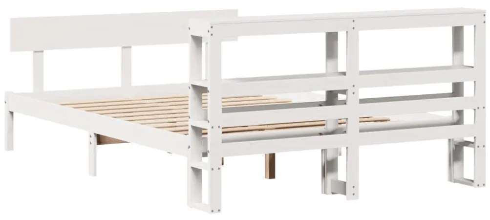 Cama sem colchão 140x190 cm madeira de pinho maciça branco