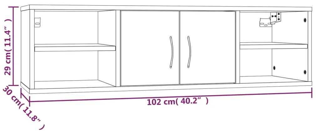 Estante 102x30x29 cm derivados de madeira cinzento sonoma