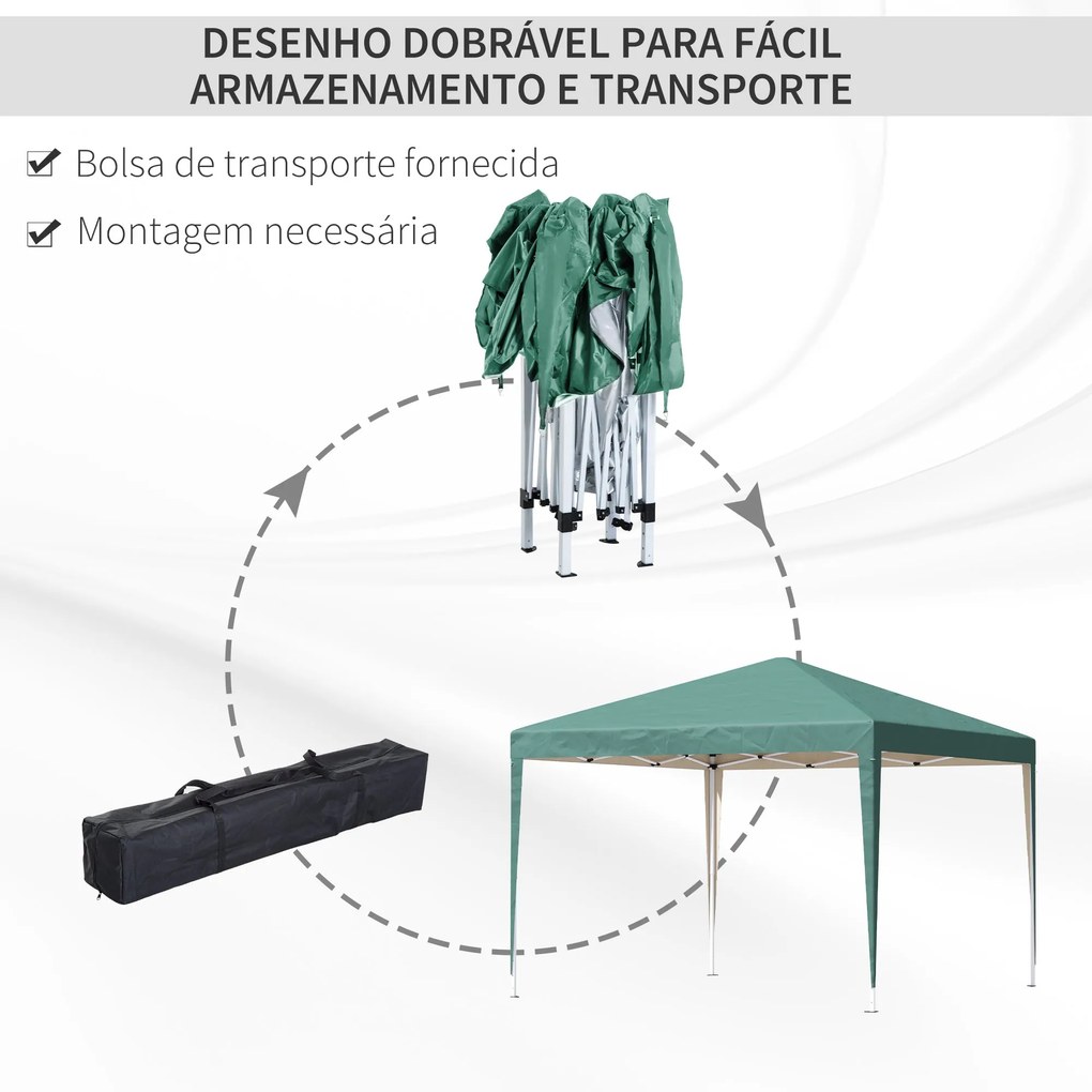 Outsunny Tenda Dobrável 295x295x255 cm com Bolsa de Transporte Altura