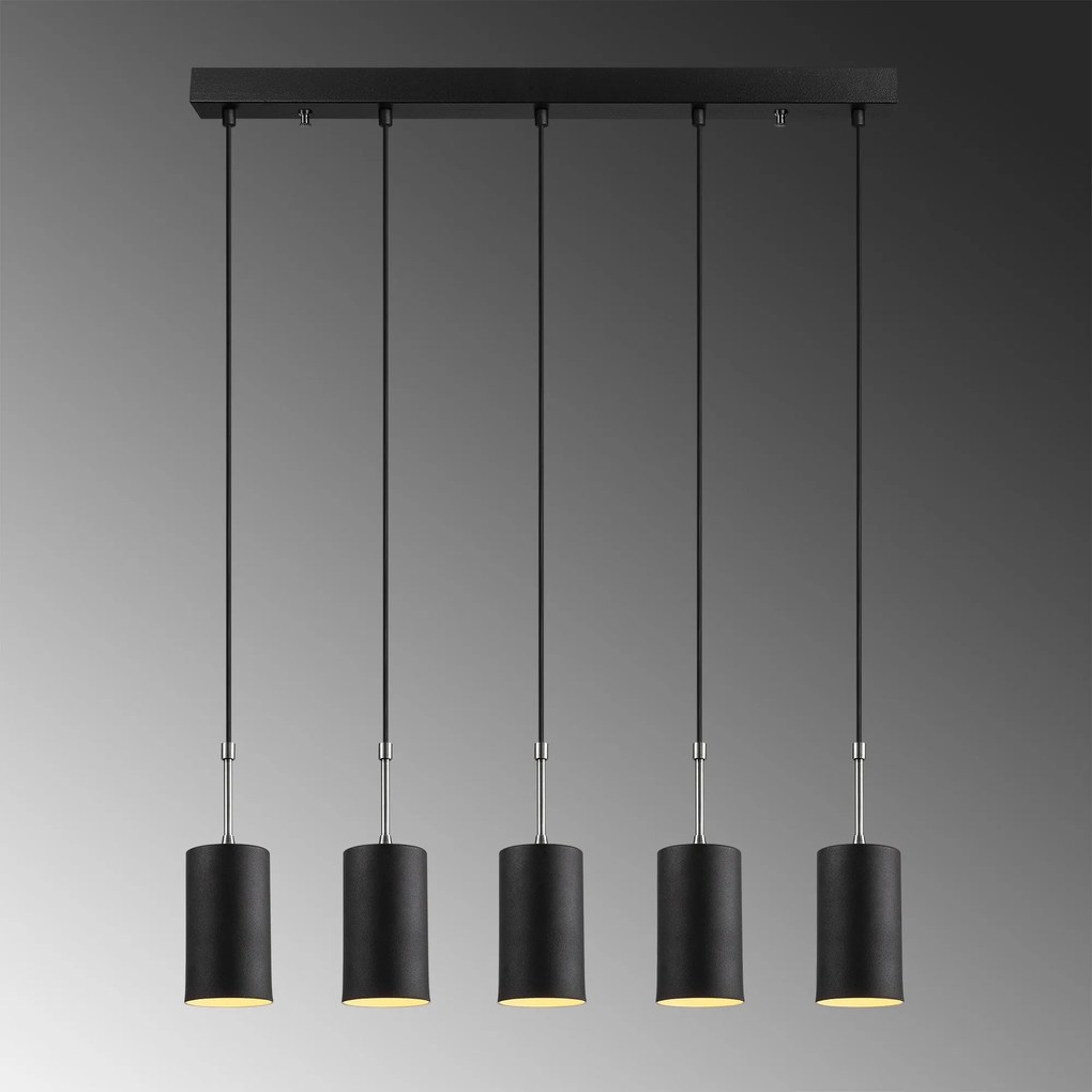 Candeeiro de Teto Kem – Preto Níquel – 79 x 9 cm