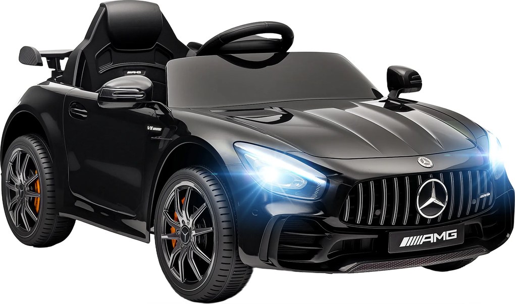 AIYAPLAY Carro elétrico infantil, Mercedes, 3-5 km/h, controle remoto, luzes &amp; música, Preto | Aosom Portugal