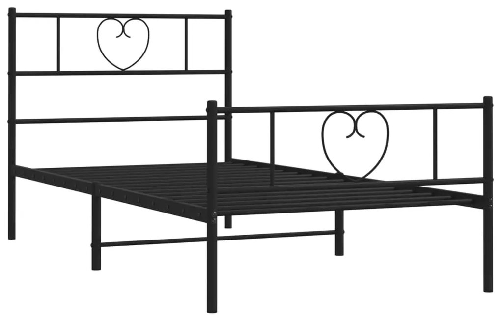 Estrutura de cama com cabeceira e pés 90x190 cm metal preto