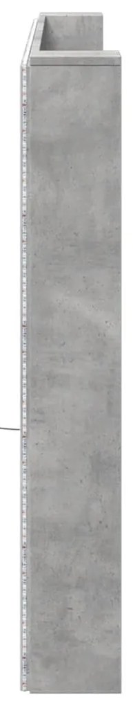 Armário cabeceira c/ luzes LED 220x16,5x103,5 cm cinza cimento