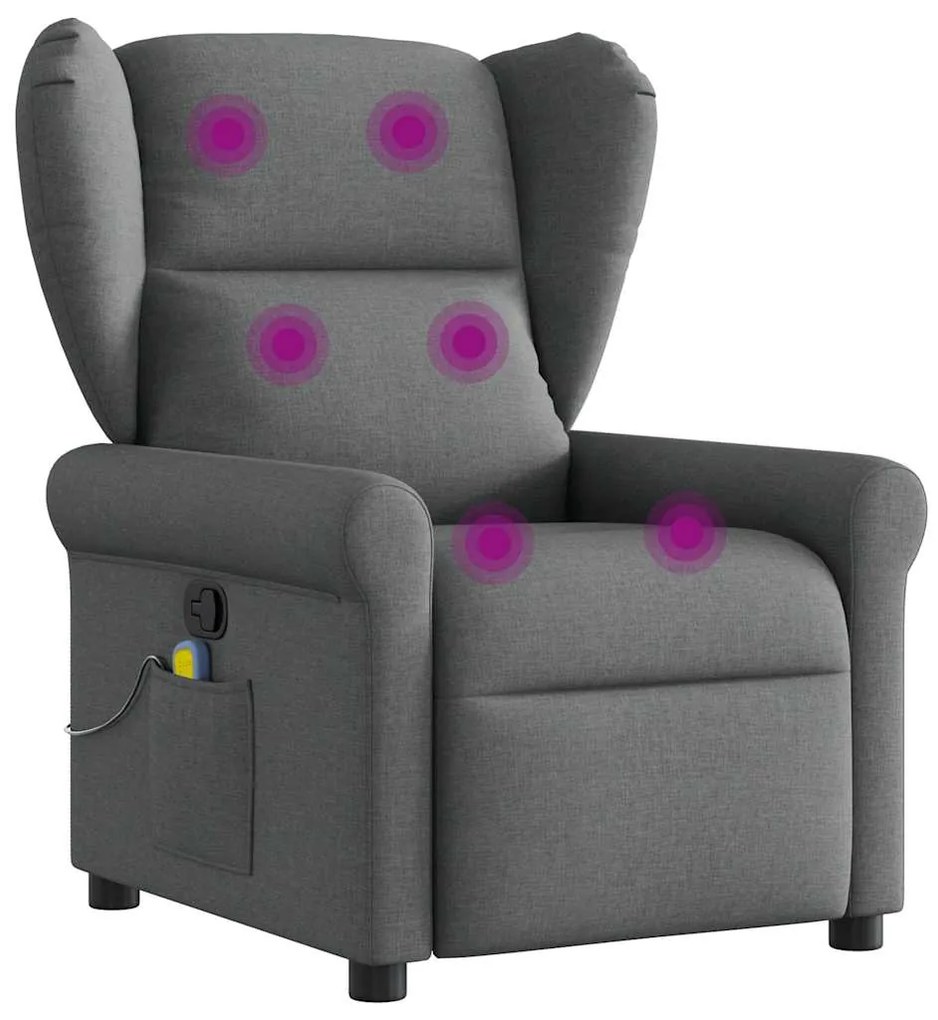 Poltrona de massagens reclinável tecido cinzento-escuro