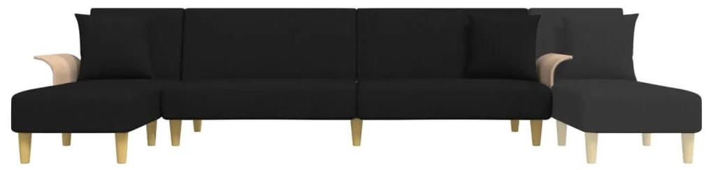 Sofá-cama em forma de L 279x140x70 cm tecido preto