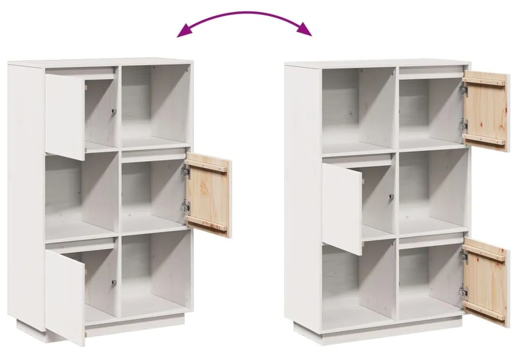 Aparador alto74x35x117 cm pinho maciço branco