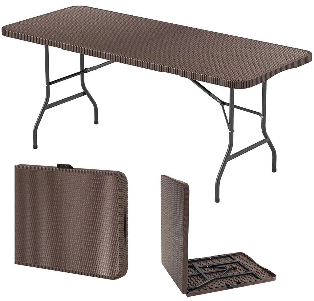 Mesa de piquenique de 180 cm com superfície em HDPE portátil para acampar Café