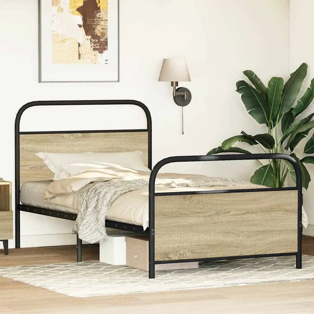 Estrutura cama s/ colchão derivados de madeira carvalho sonoma