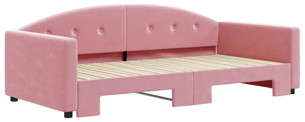 Sofá-cama com gavetão 100x200 cm veludo rosa