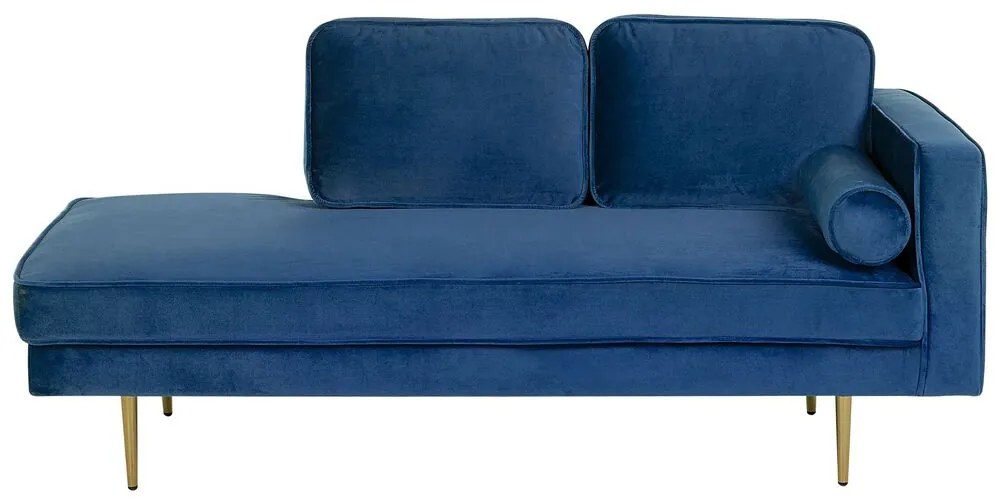Chaise-longue à direita em veludo azul marinho MIRAMAS Beliani
