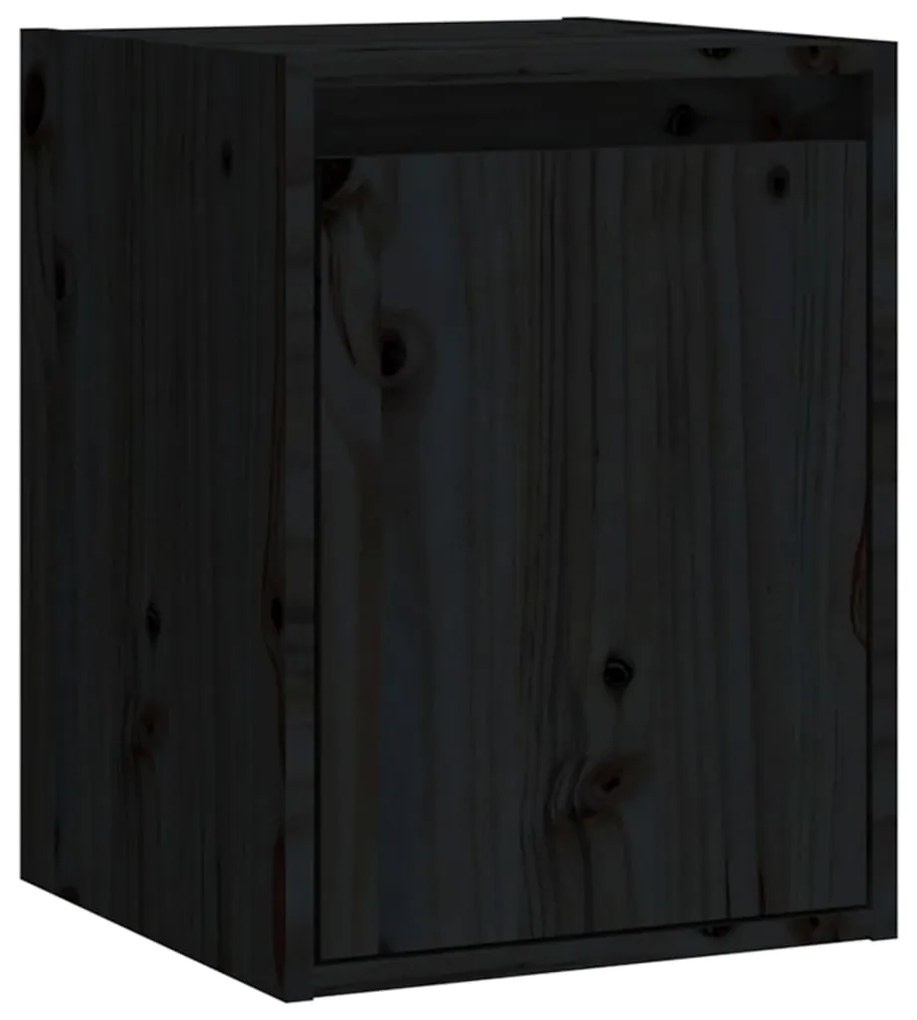 Armários de parede 2 pcs 30x30x40 cm pinho maciço preto
