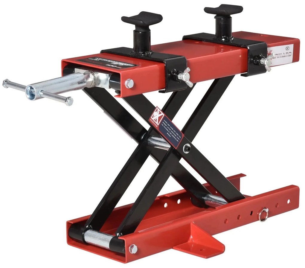 DURHAND Plataforma Elevadora para Motocicletas com Altura Ajustável de 19-53cm Carga Máxima 500kg para Estacionar ou Reparar Oficina Garagem Preto e Vermelho