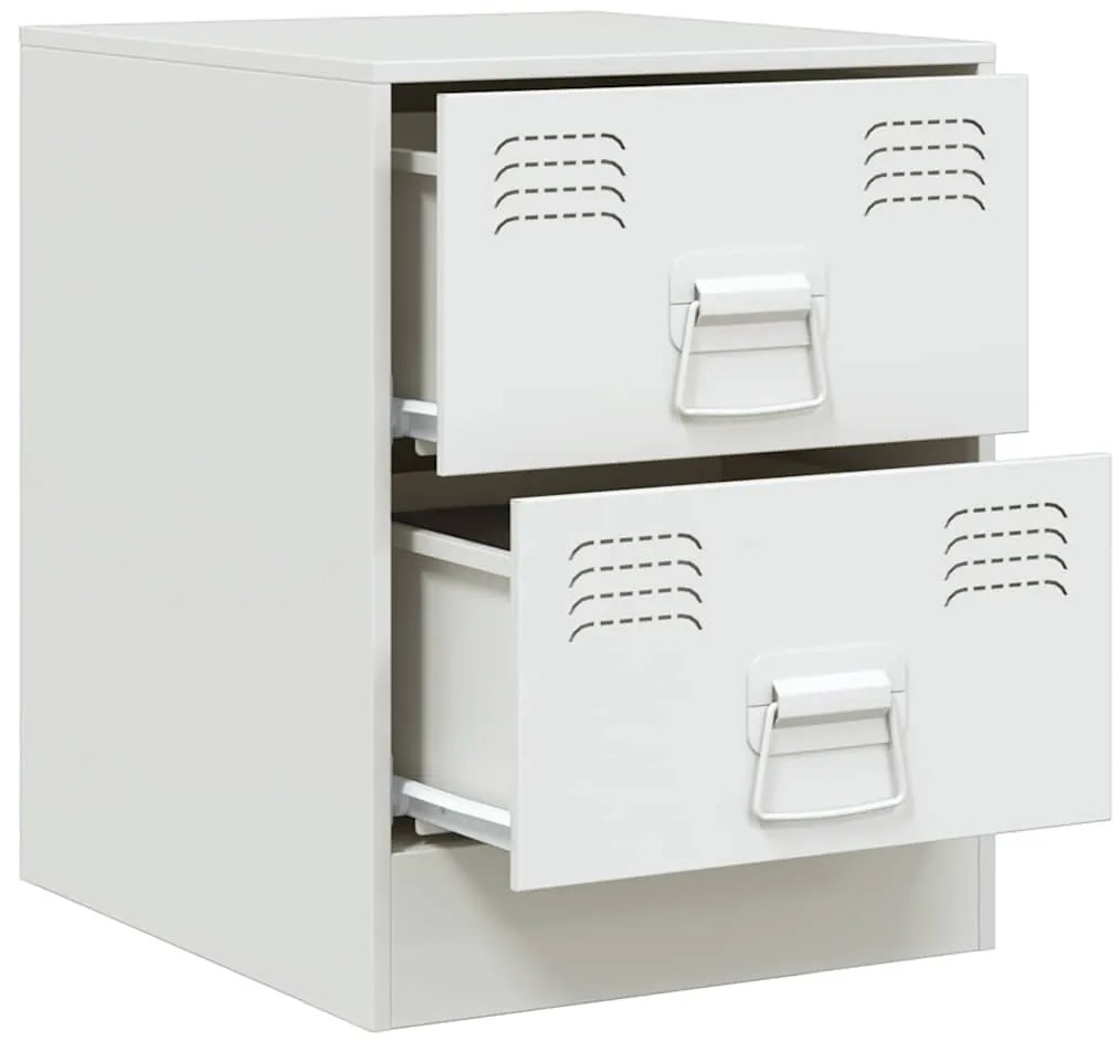 Mesas de cabeceira 2 pcs 34,5x39x44 cm aço branco
