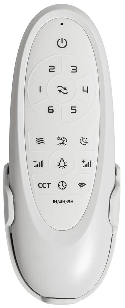 Ventilador de teto exterior branco com impressão de madeira 91,3 cm incl. LED regulável com controlo remoto IP44 - Toledo