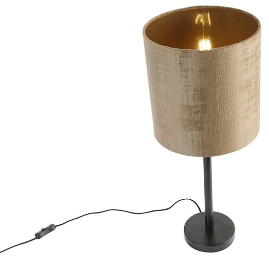 Candeeiro de mesa moderno preto com tom castanho 25 cm - Simplo Moderno