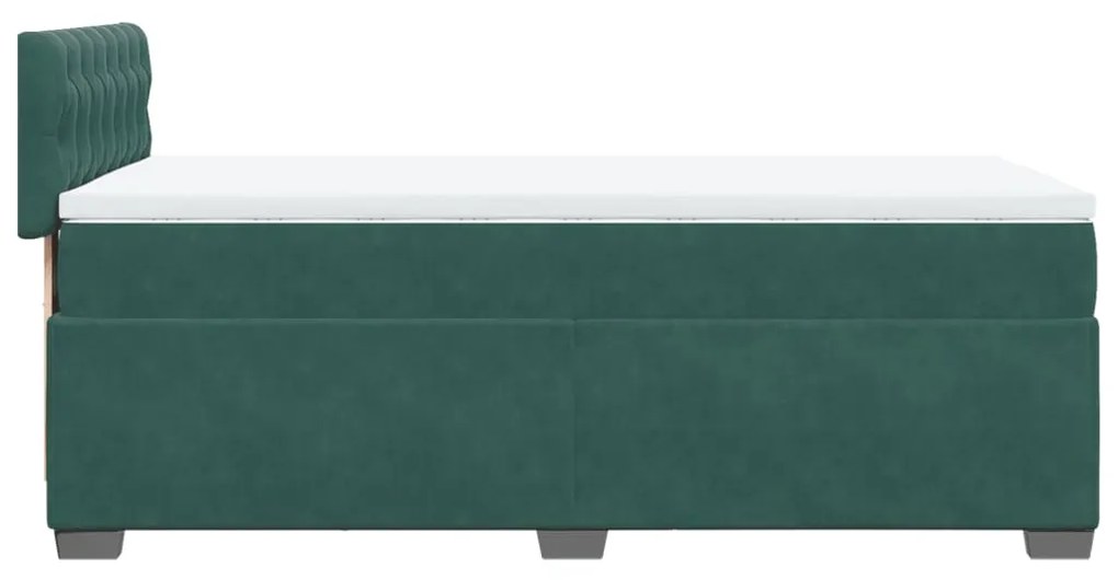 Cama com molas/colchão 100x200 cm veludo verde-escuro