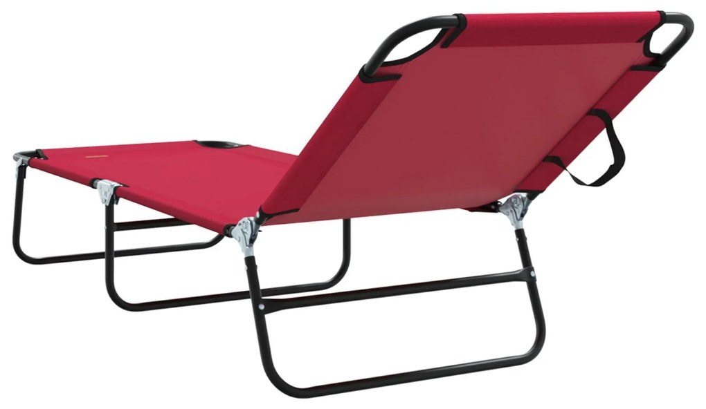 Espreguiçadeira Dobrável 2 pcs Portátil Vermelha Tecido Oxford 600D
