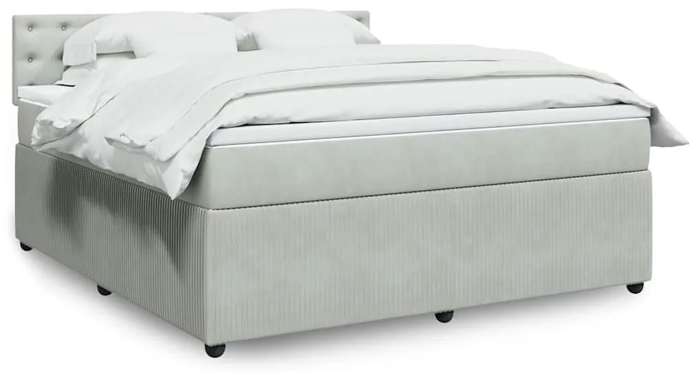 vidaXL Cama com molas/colchão 180x200 cm veludo cinzento-claro