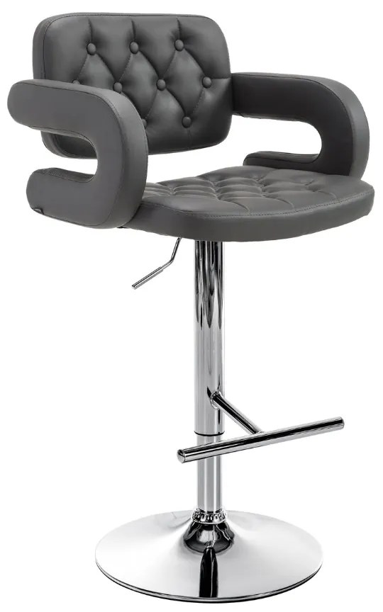 Banco de bar Dublin em couro sintético 62 x 103-123 x 55 cm Cinzento