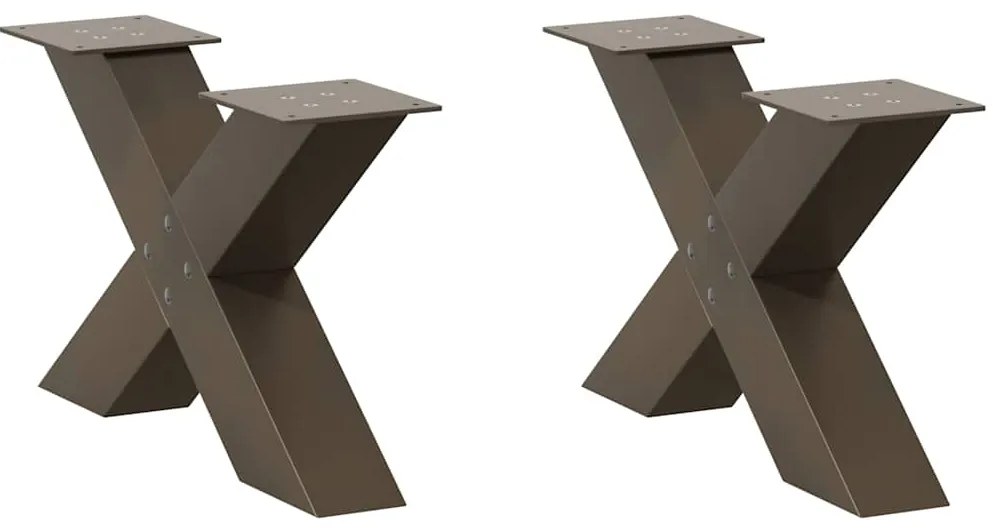 Pés para mesa de centro em formato de X, 2 peças, aço natural, 50x(30-