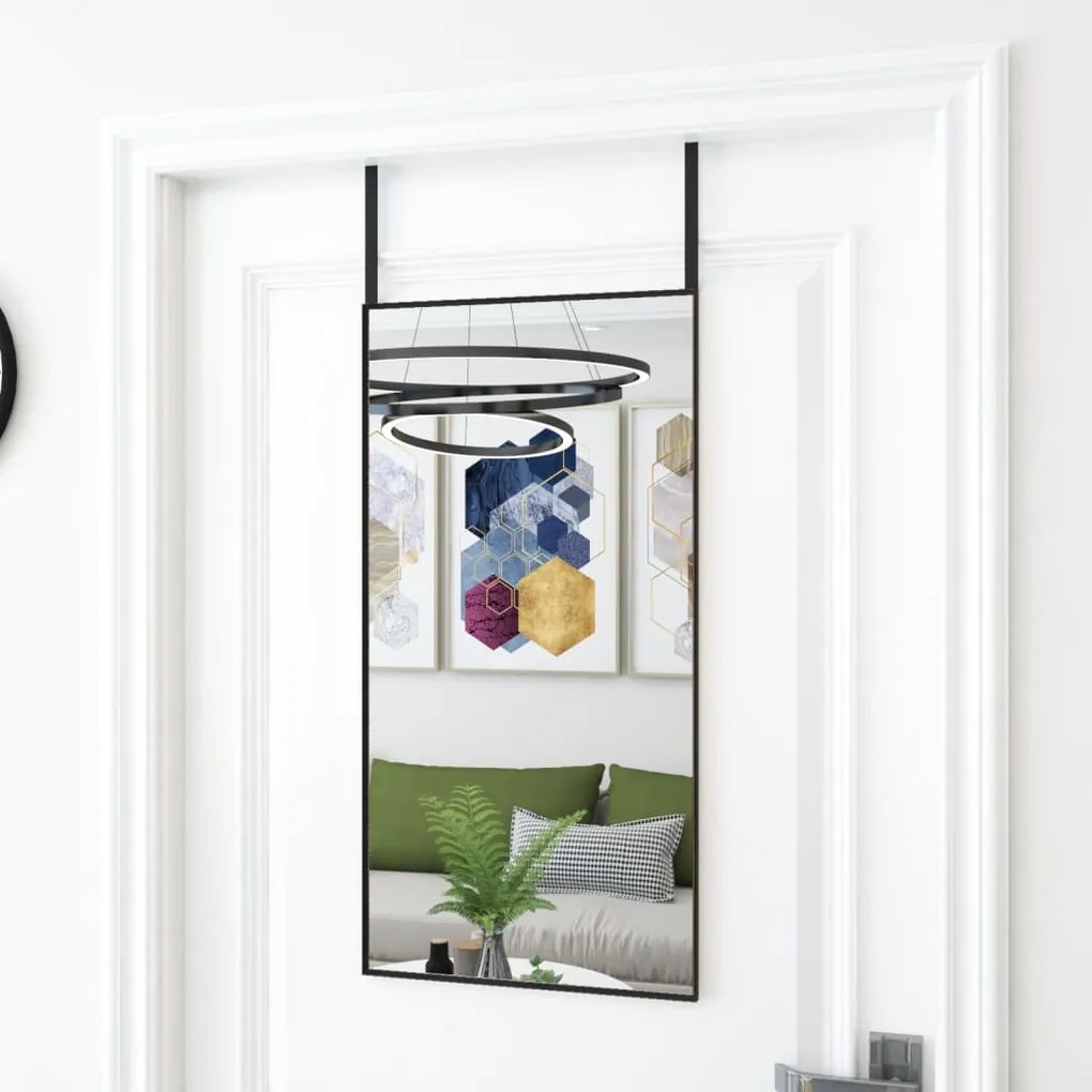 vidaXL Espelho para porta 40x80 cm vidro e alumínio preto
