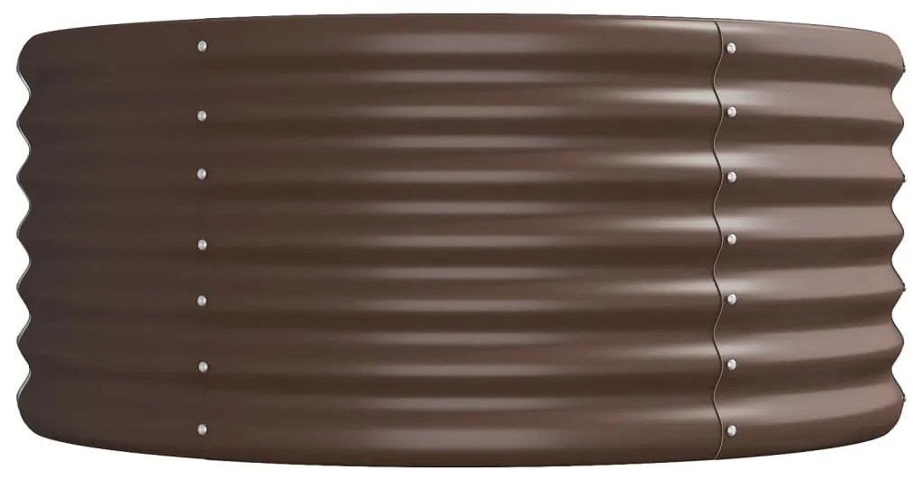 Canteiro elevado jardim 620x80x36cm aço revestido a pó castanho