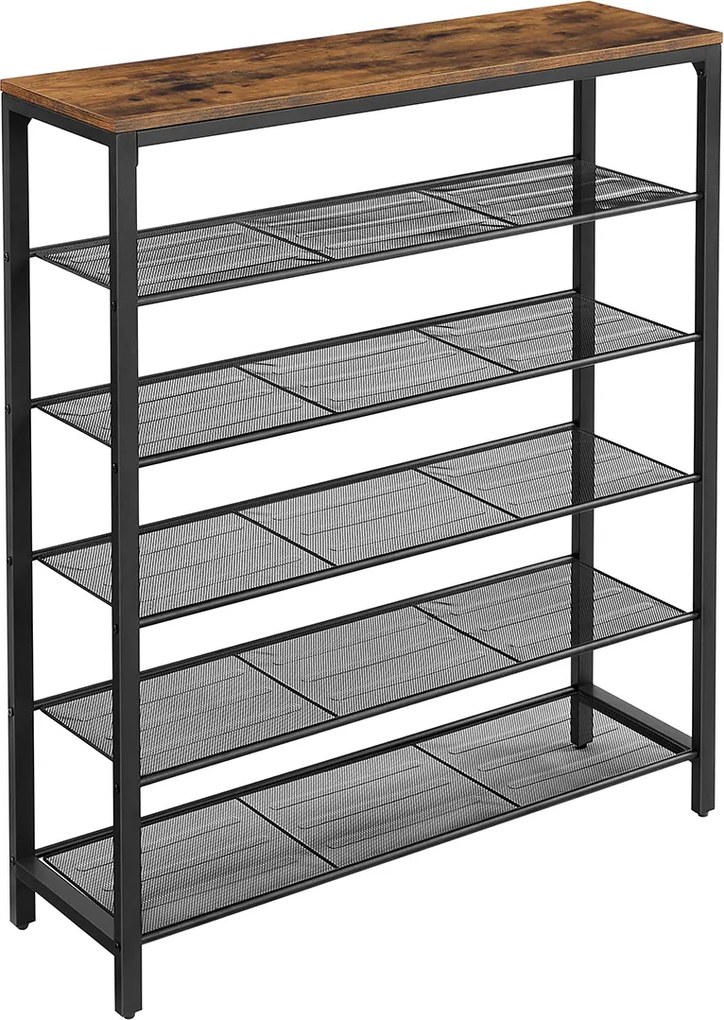Sapateira 6 prateleiras 100 x 30 x 110 cm castanho Vintage preto