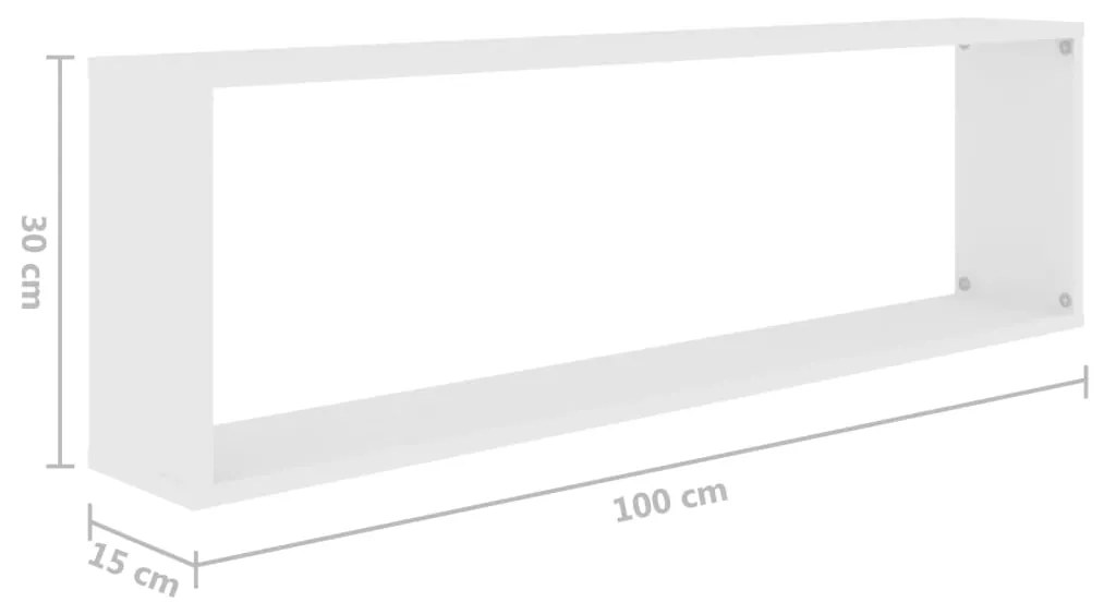 Prateleiras parede forma de cubo 2pcs contr. 100x15x30cm branco