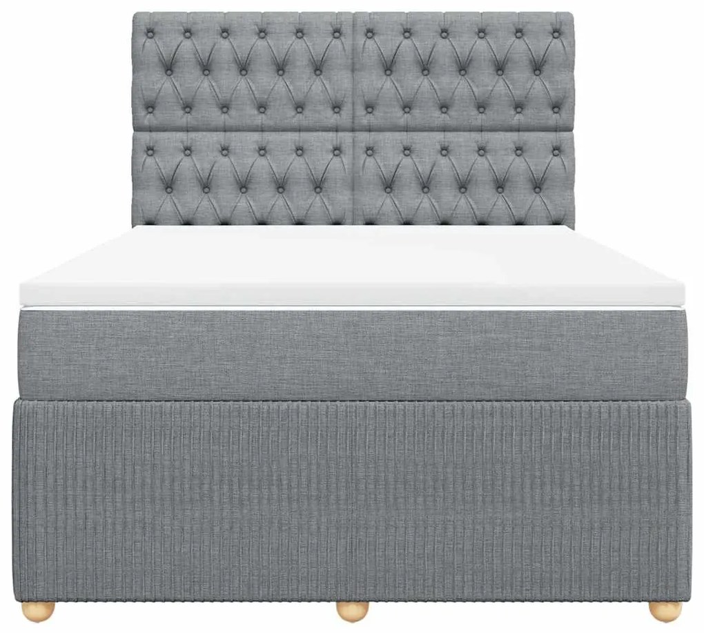 Cama com molas/colchão 140x190 cm tecido cinzento-claro