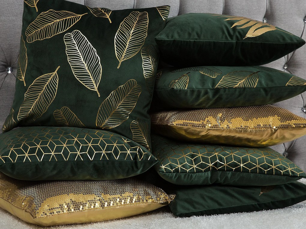 Conjunto de 2 almofadas decorativas verde escuro 45 x 45 cm FREESIA Beliani