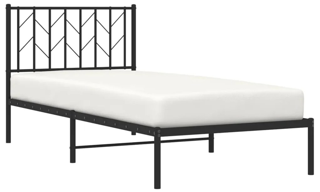 Estrutura de cama com cabeceira 90x200 cm metal preto