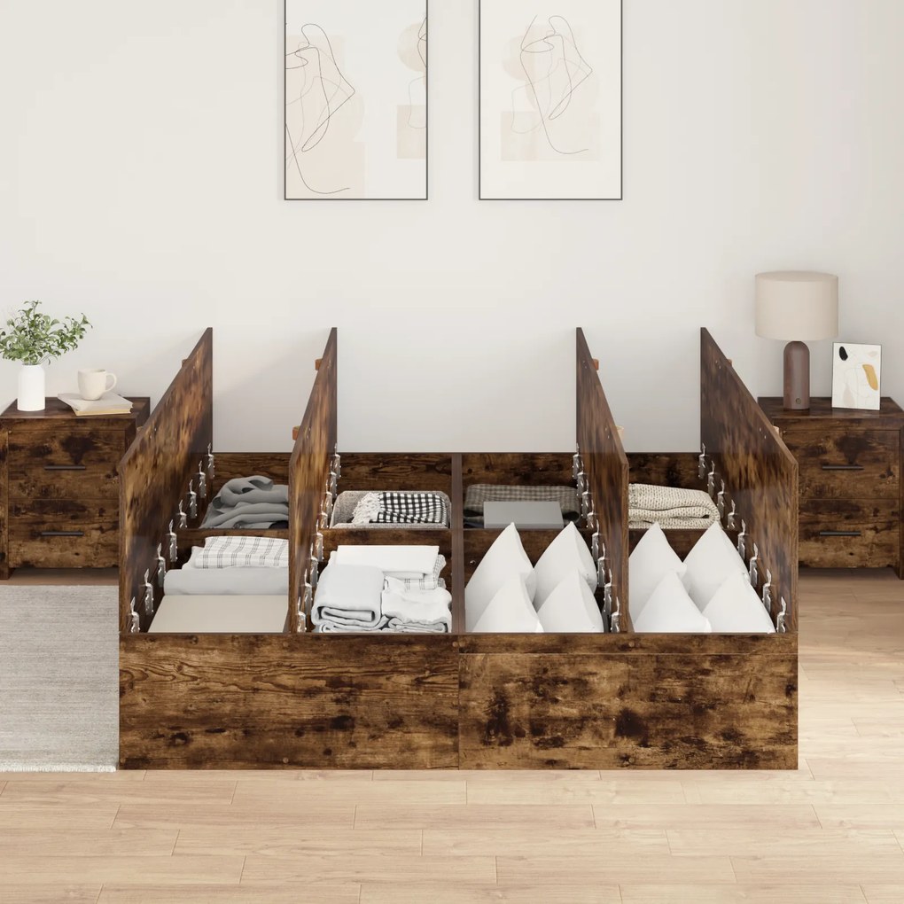Cama de Armazenamento vidaXL Carvalho Fumado 150x200 cm