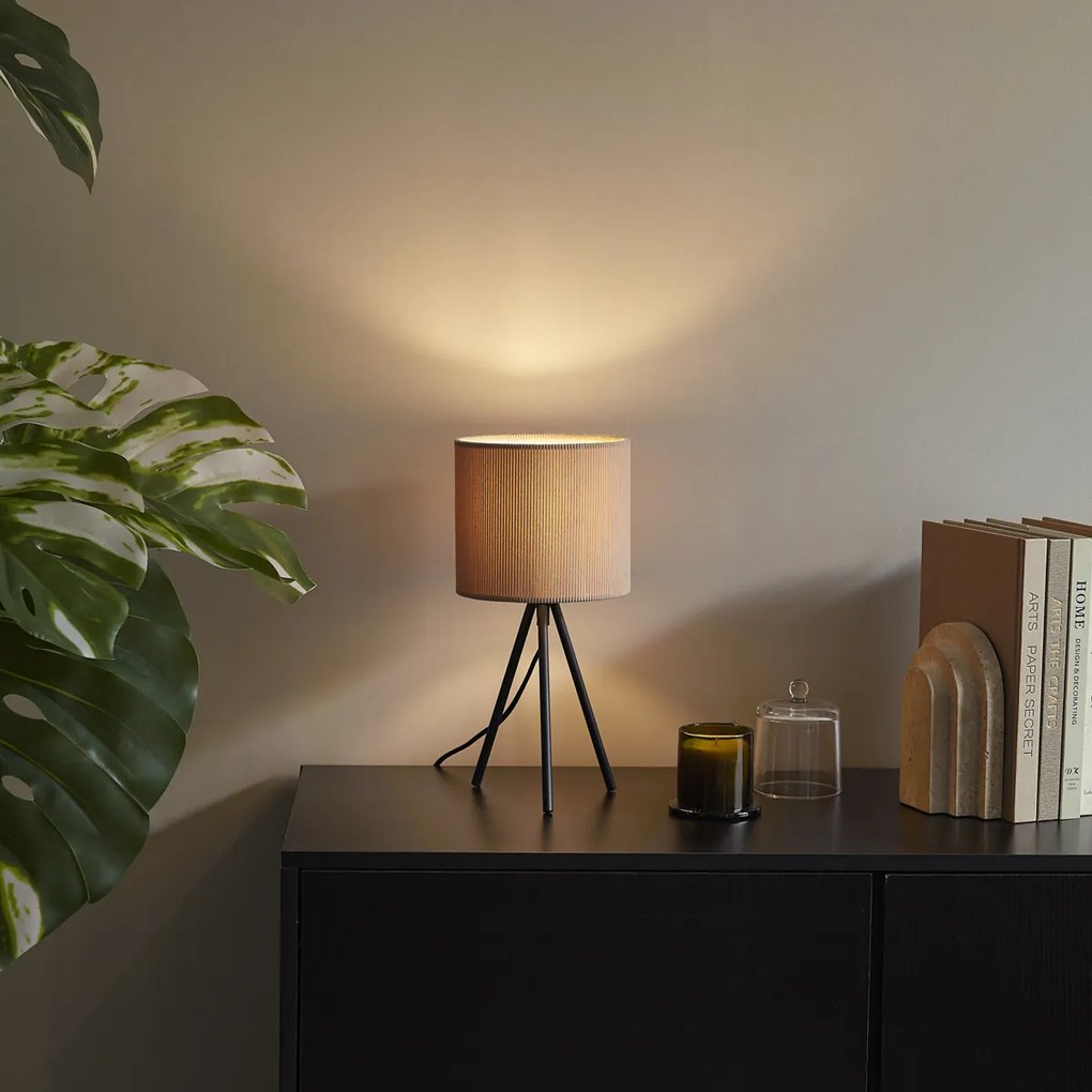 Candeeiro de mesa moderno taupe com abajur de veludo - Luz